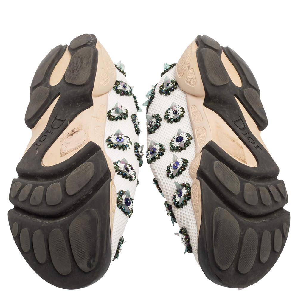 Dior White/Black Sequins Embellished Mesh Fusion Slip-on Sneakers Size 36.5 1