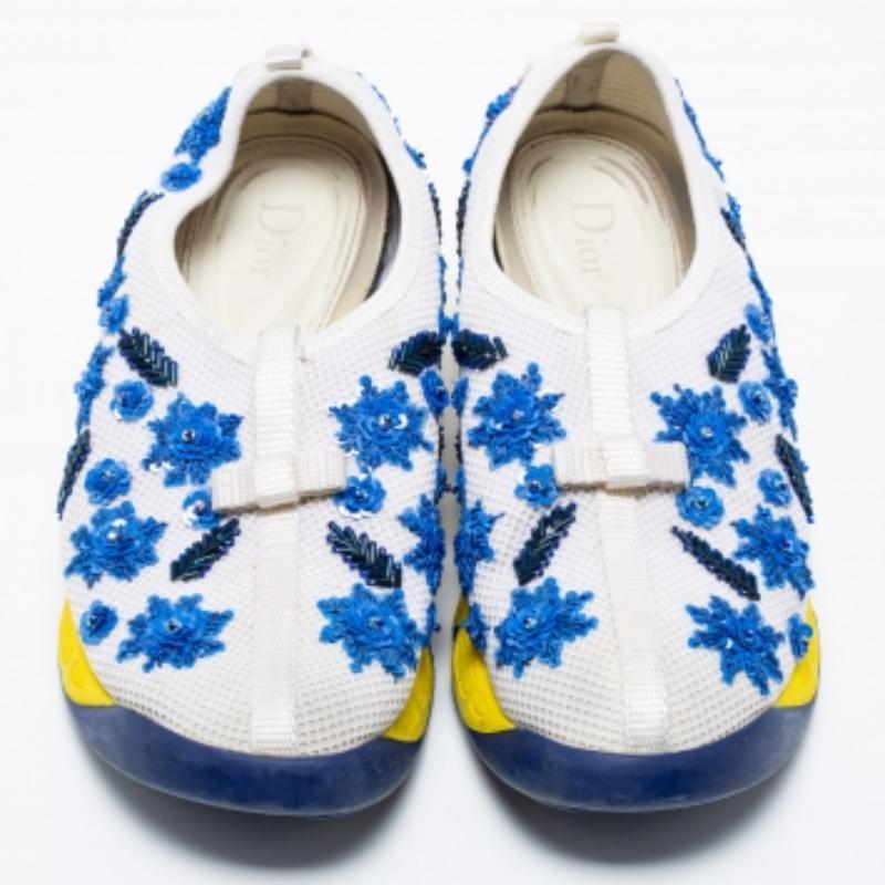 The words 'edgy' and 'ultra-modern' can be readily attributed to this pair from Dior. The sneakers were first introduced as a part of their Haute Couture Spring / Summer 2014 collection. Crafted from mesh, they feature embellishments and rubber