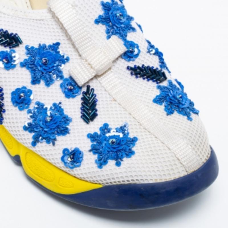 Women's Dior White/Blue  Mesh Embellished Fusion Sneakers Size 36 For Sale
