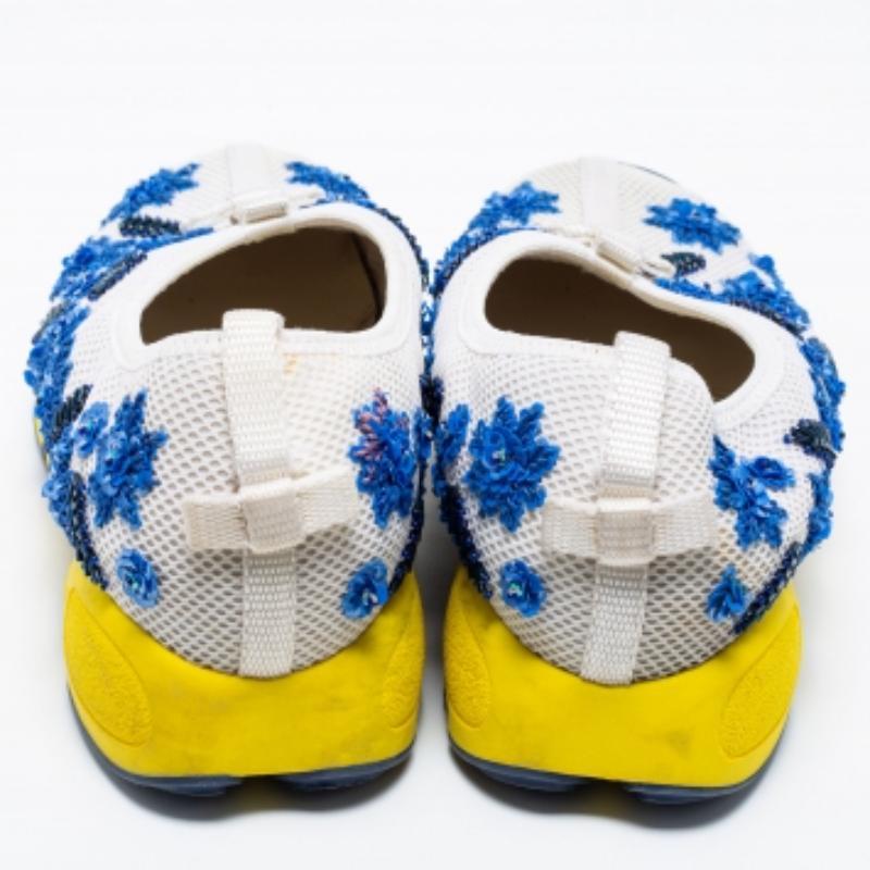Dior White/Blue  Mesh Embellished Fusion Sneakers Size 36 For Sale 1