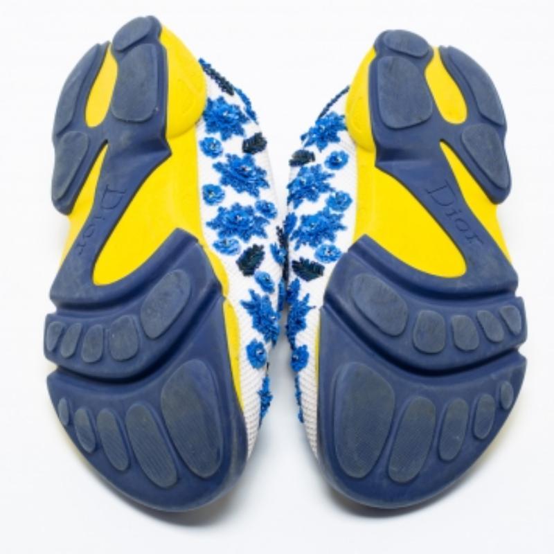 Dior White/Blue  Mesh Embellished Fusion Sneakers Size 36 For Sale 2