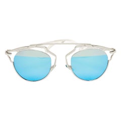 Dior White/Blue Mirrored DiorSoReal Round Sunglasses