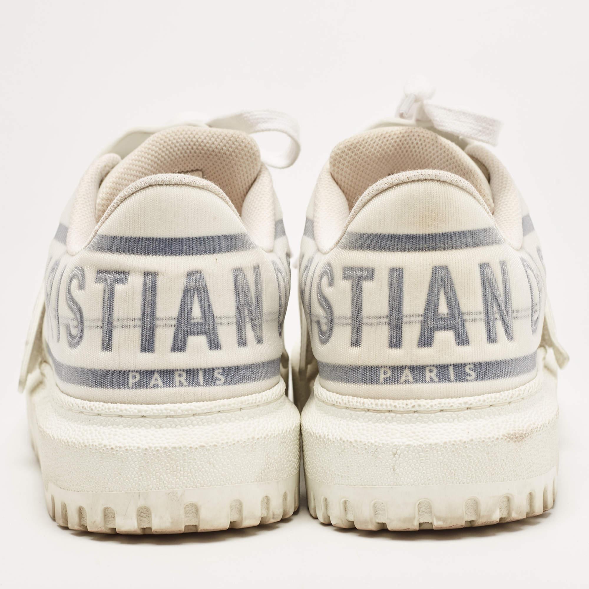 Dior White/Blue Nylon and Rubber Dior ID Sneakers Size 36 2