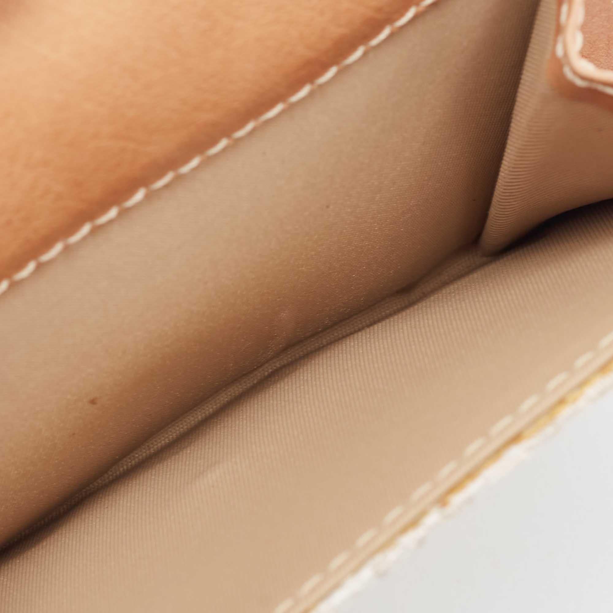 Beige Dior White/Brown Oblique Canvas and Leather Street Chic Compact Wallet For Sale