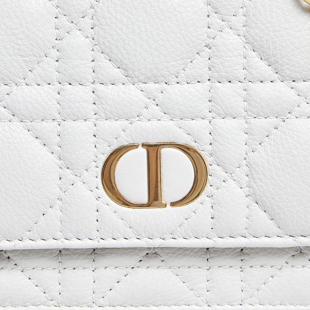 Dior White Cannage Leather Caro Belt Pouch with Chain 1