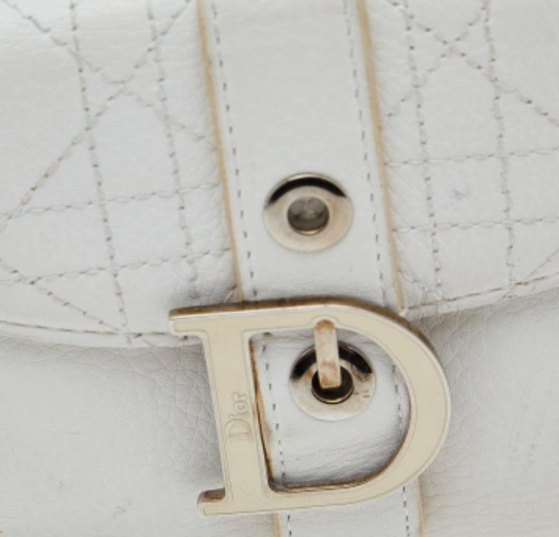 Dior White Cannage Leather French Wallet For Sale 5