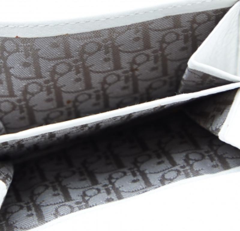 Gray Dior White Cannage Leather French Wallet For Sale
