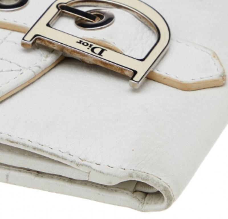 Dior White Cannage Leather French Wallet For Sale 2