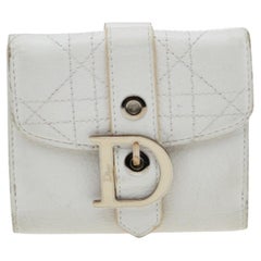Dior White Cannage Leather French Wallet