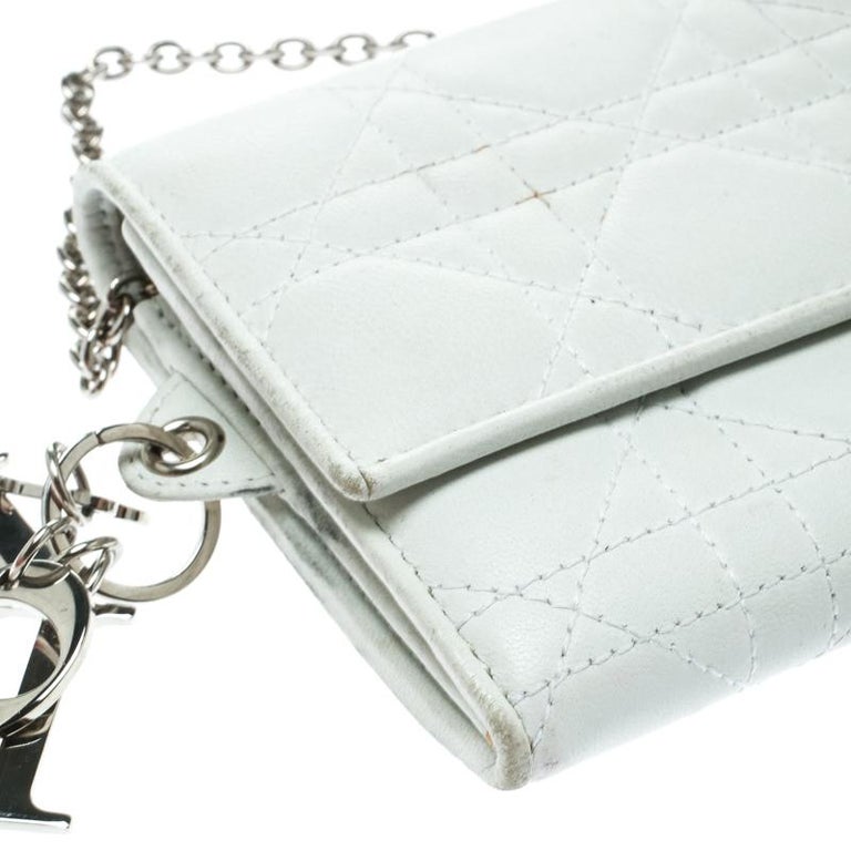 Dior White Cannage Leather Lady Dior Clutch For Sale at 1stDibs white