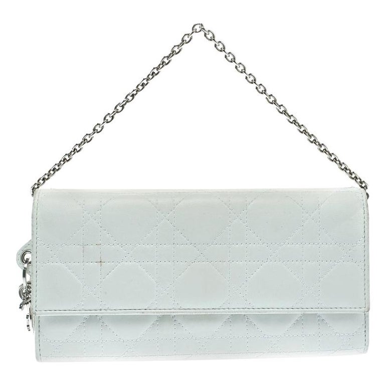 Dior White Cannage Leather Lady Dior Clutch For Sale at 1stDibs