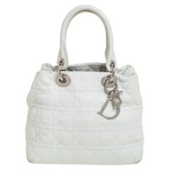 Dior White Cannage Leather Lady Dior Soft Tote
