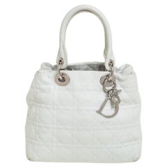 Dior Weißes Cannage-Leder Lady Dior Soft Tote