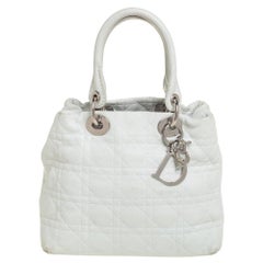 Dior Weißes Cannage-Leder Lady Dior Soft Tote