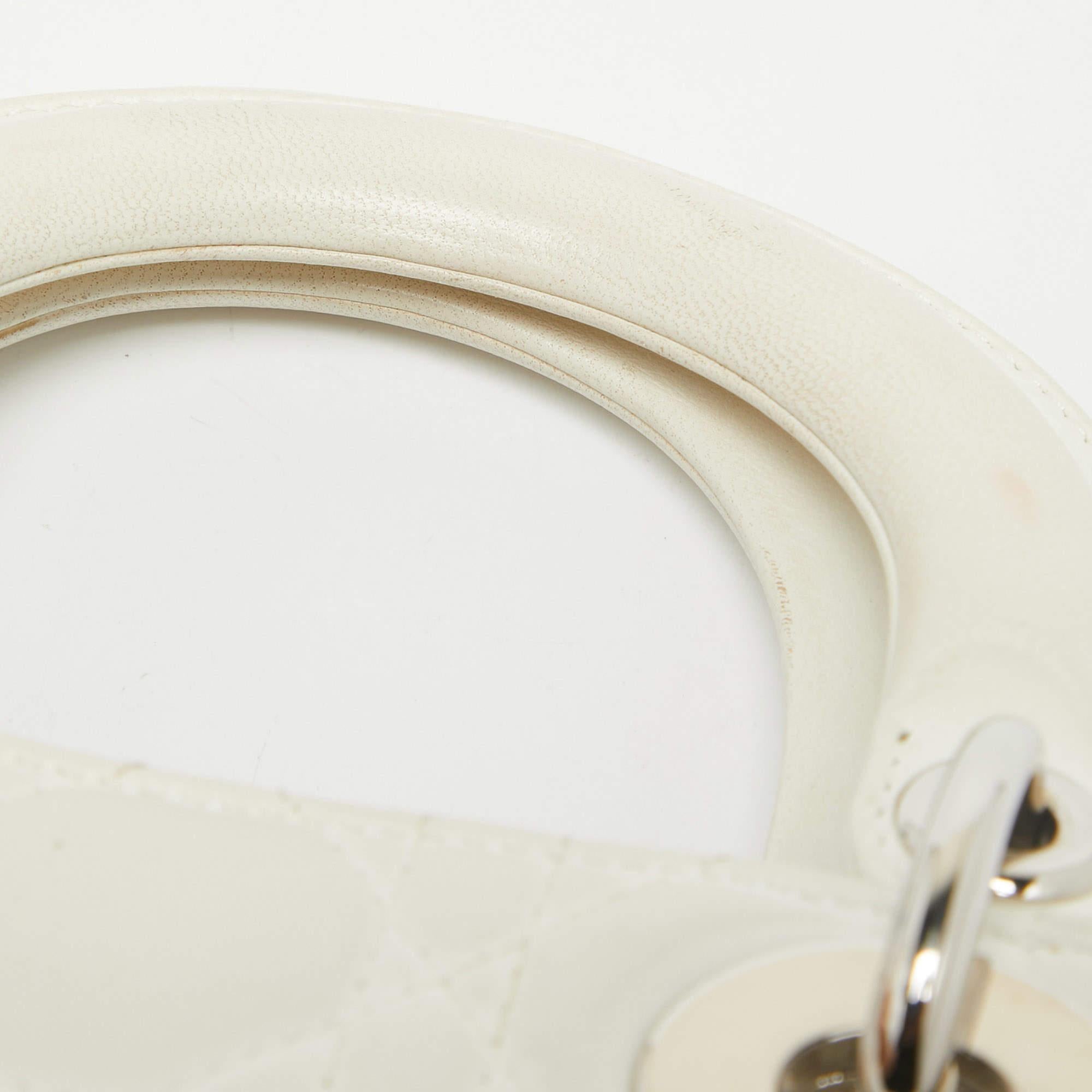 Dior White Cannage Leather Mini Lady Dior Tote 3