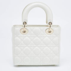 Dior White Cannage Leather Small My ABCDior Lady Dior Tote