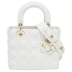 Dior White Cannage Leather Small My ABCDior Lady Dior Tote