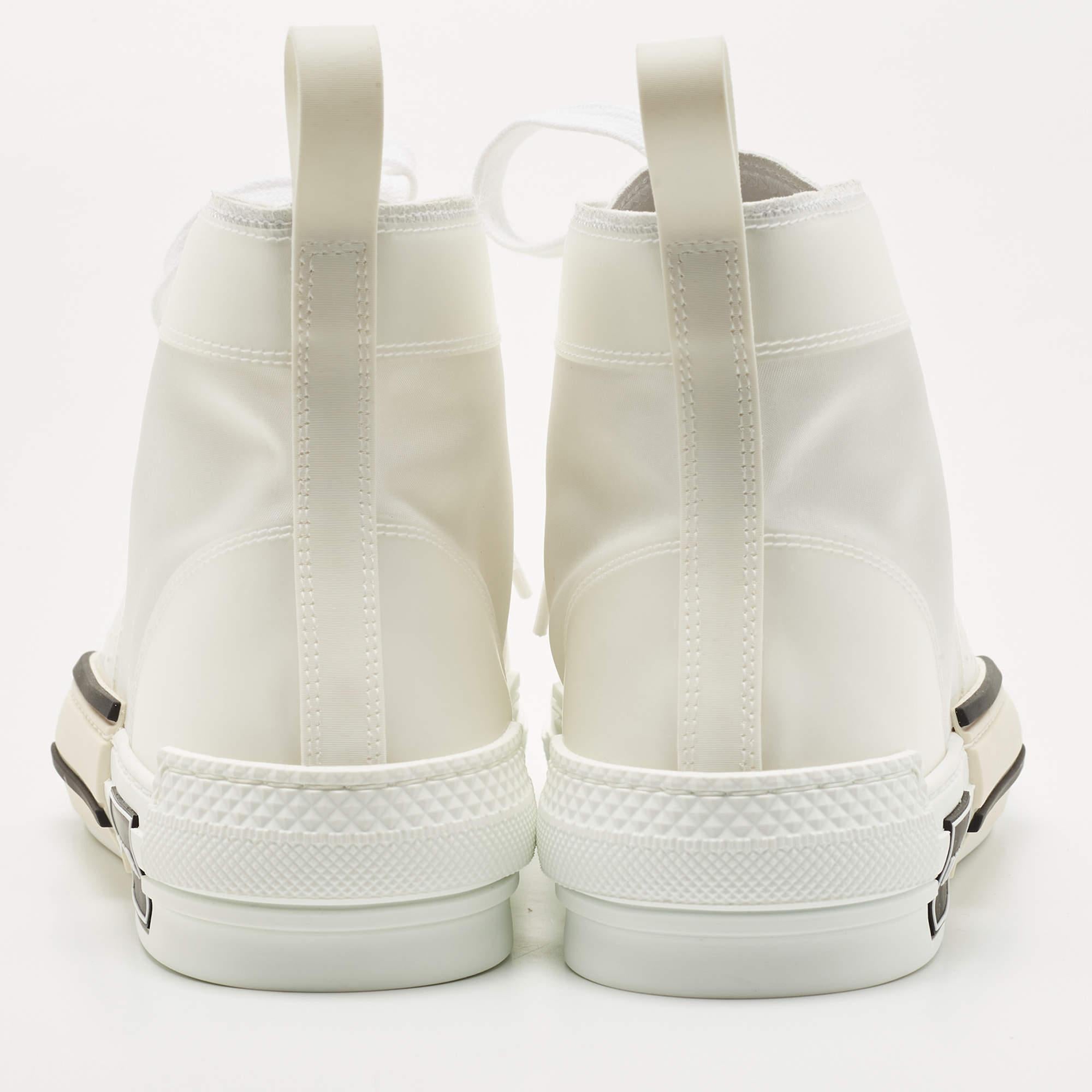 Dior White Canvas and PVC B23 High Top Sneakers Size 42 In New Condition In Dubai, Al Qouz 2