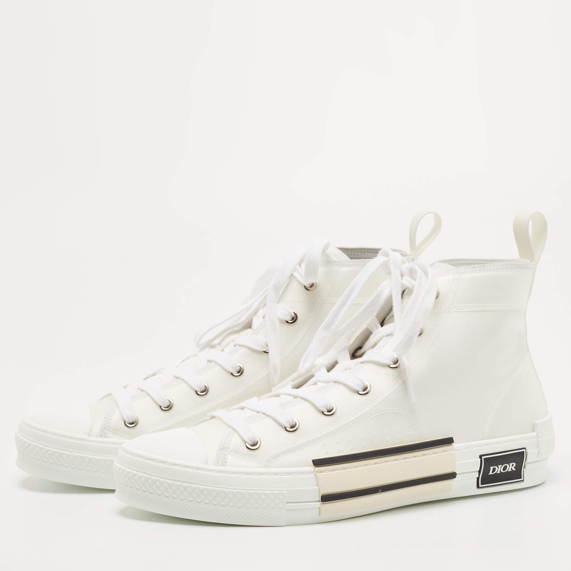 Men's Dior White Canvas and PVC B23 High Top Sneakers Size 42