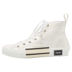 Dior White Canvas and PVC B23 High Top Sneakers Size 42