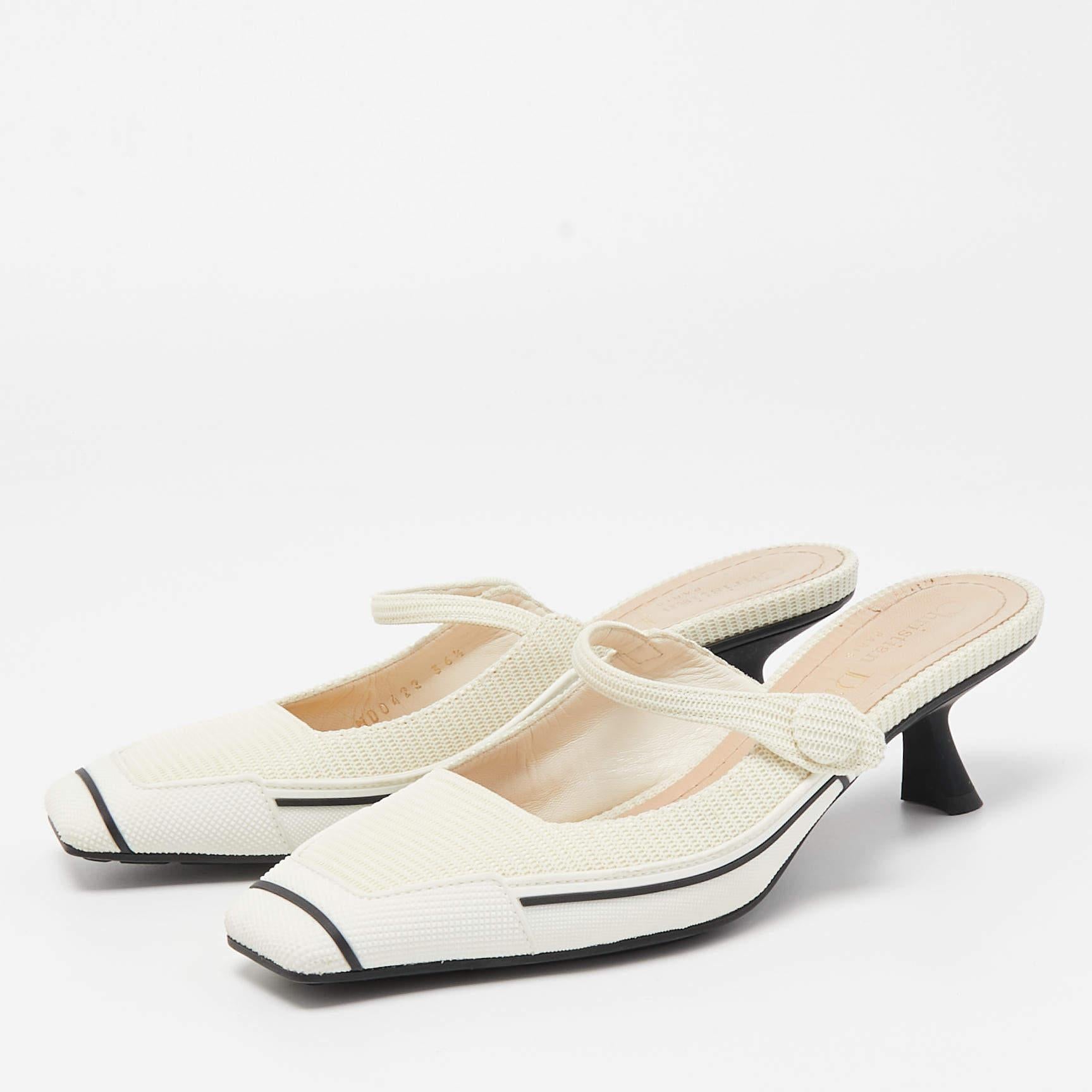 Dior White Canvas And Rubber D-motion Mules Size 36.5 2