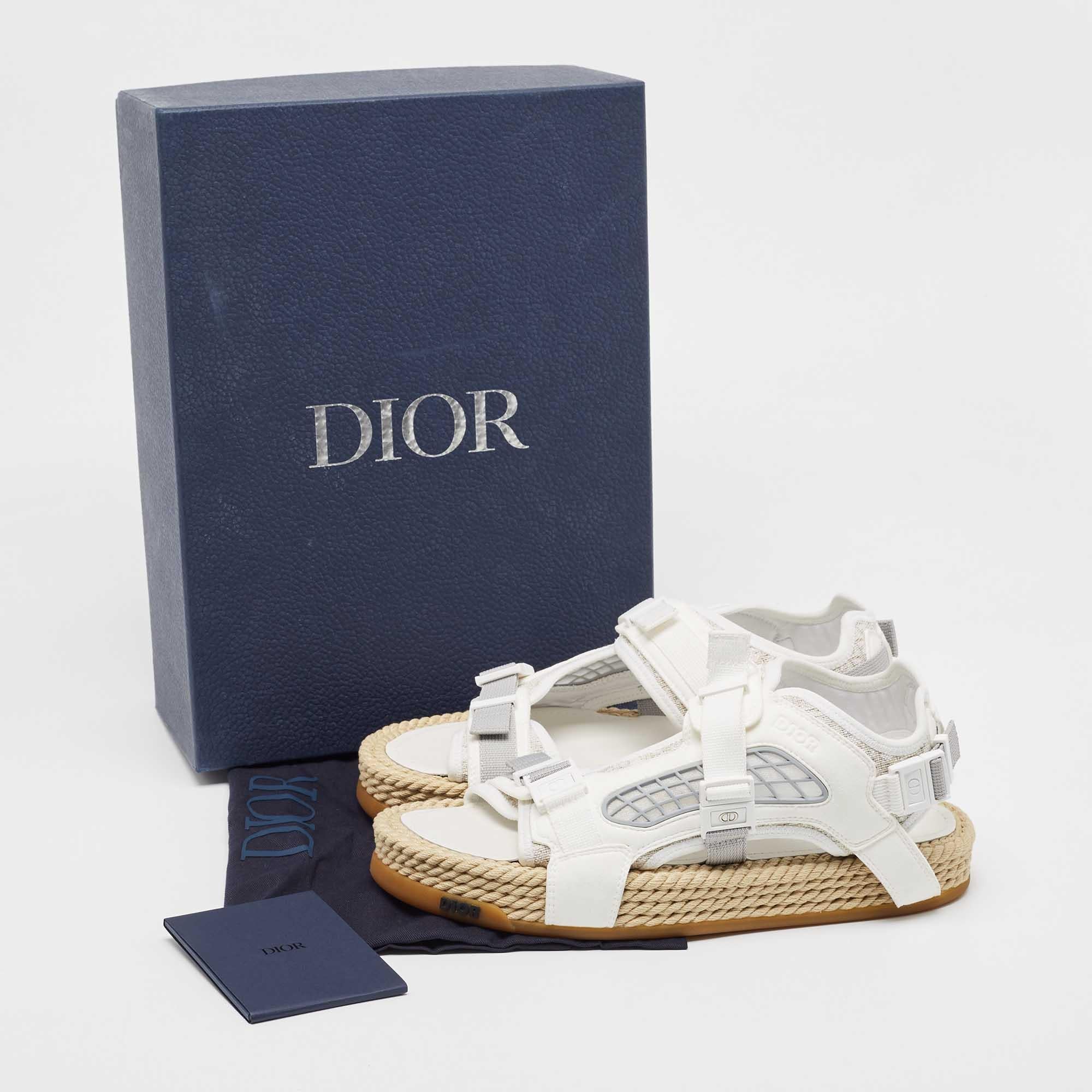 Dior White Canvas and Suede Atlas Sandals Size 41 For Sale 5