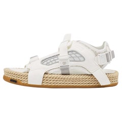 Used Dior White Canvas and Suede Atlas Sandals Size 41