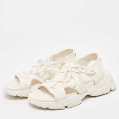 Dior White Canvas D-Connect Lace Up Sandals Size 39