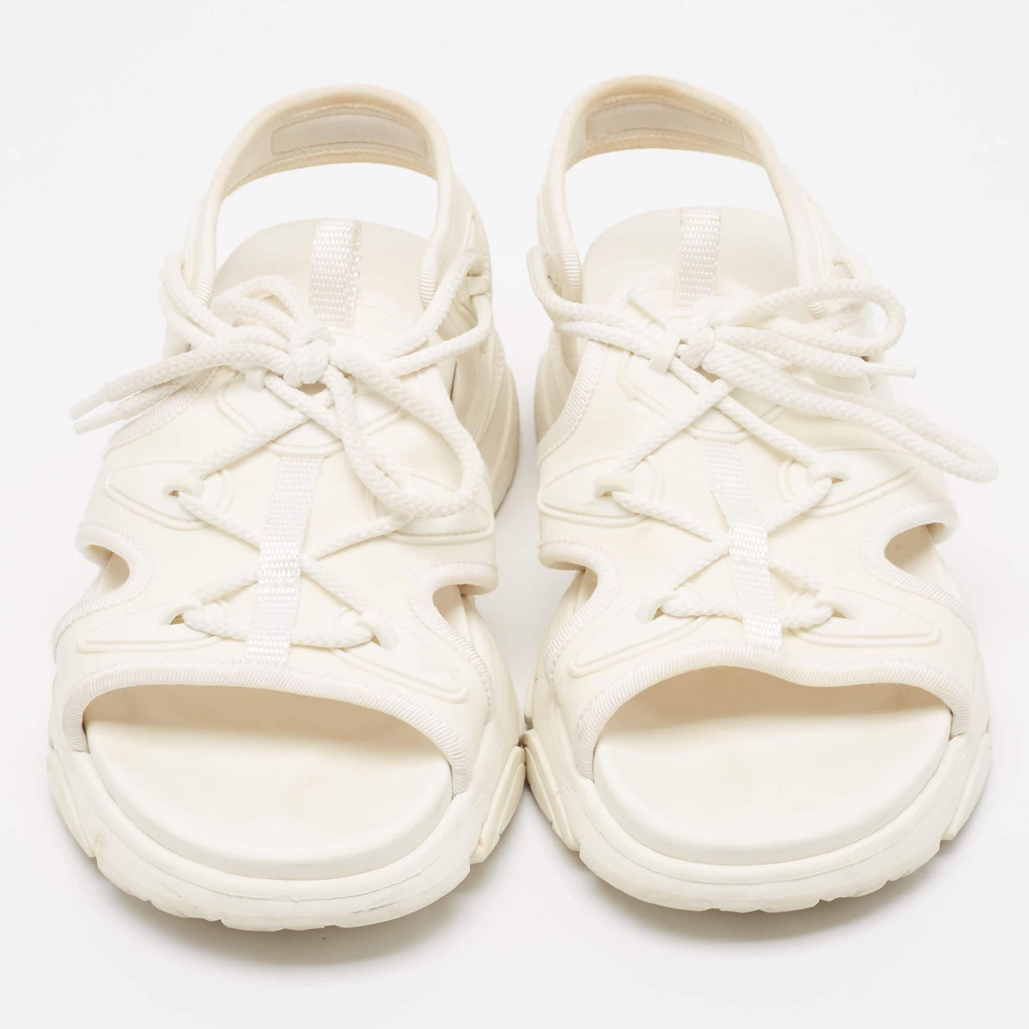 Blanc Sandales Dior D-Connect à lacets, taille 39