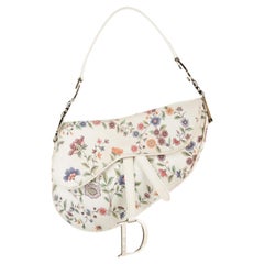 Christian Dior Mini Saddle Bag in tela bianca con stampa floreale