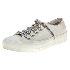 Dior White Canvas Walk'n'Dior Low Top Sneakers Size 38