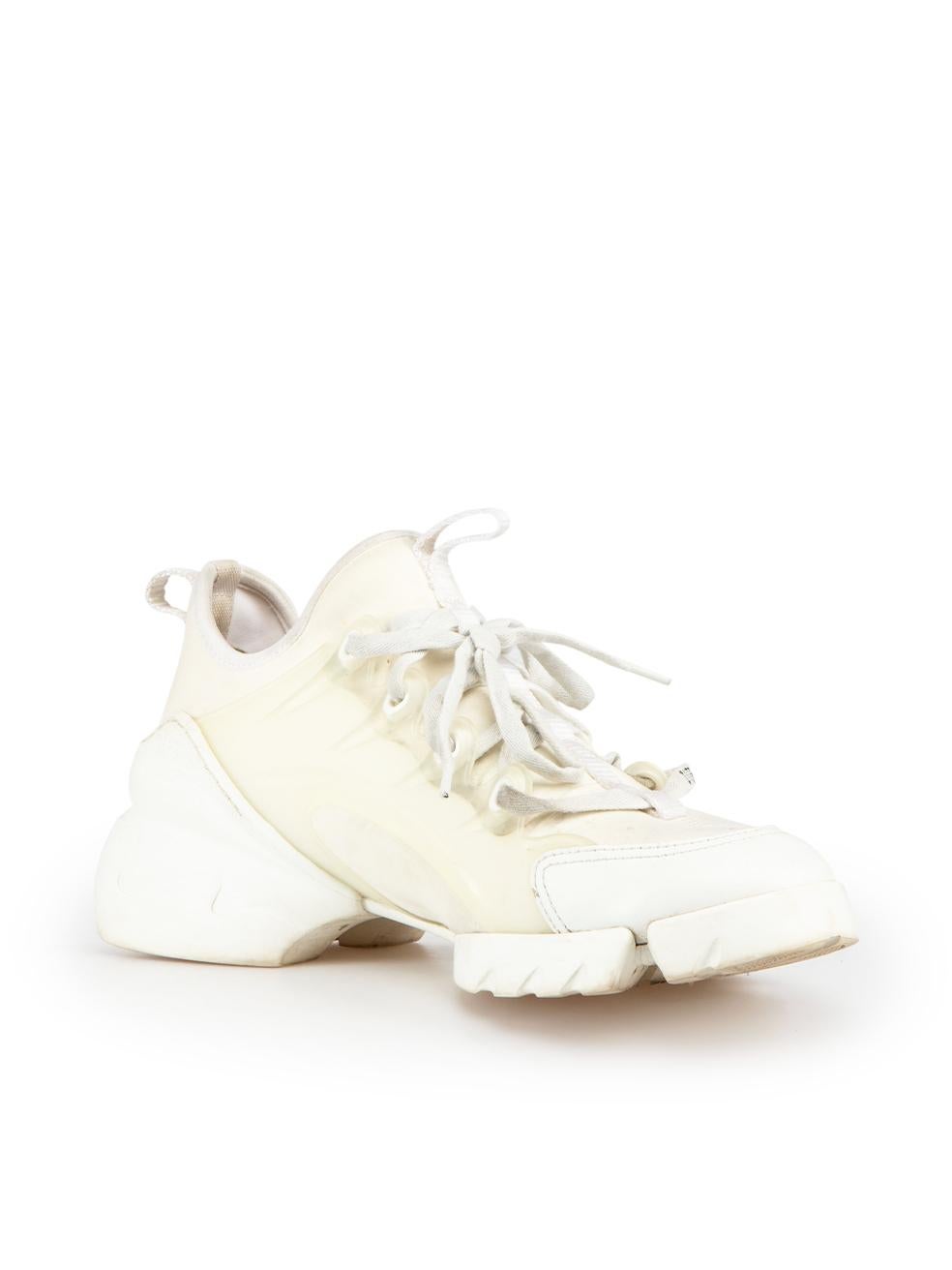 CONDITION is Good. General wear to shoes is evident. Moderate signs of wear to both shoe rubber soles, uppers and laces with dark marks and discolouration. There is also trapped debris under the rubber side-panels on this used Dior designer resale