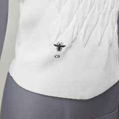 DIOR white cotton blend CD bee logo argyle chest plate fencing vest top FR34 XS