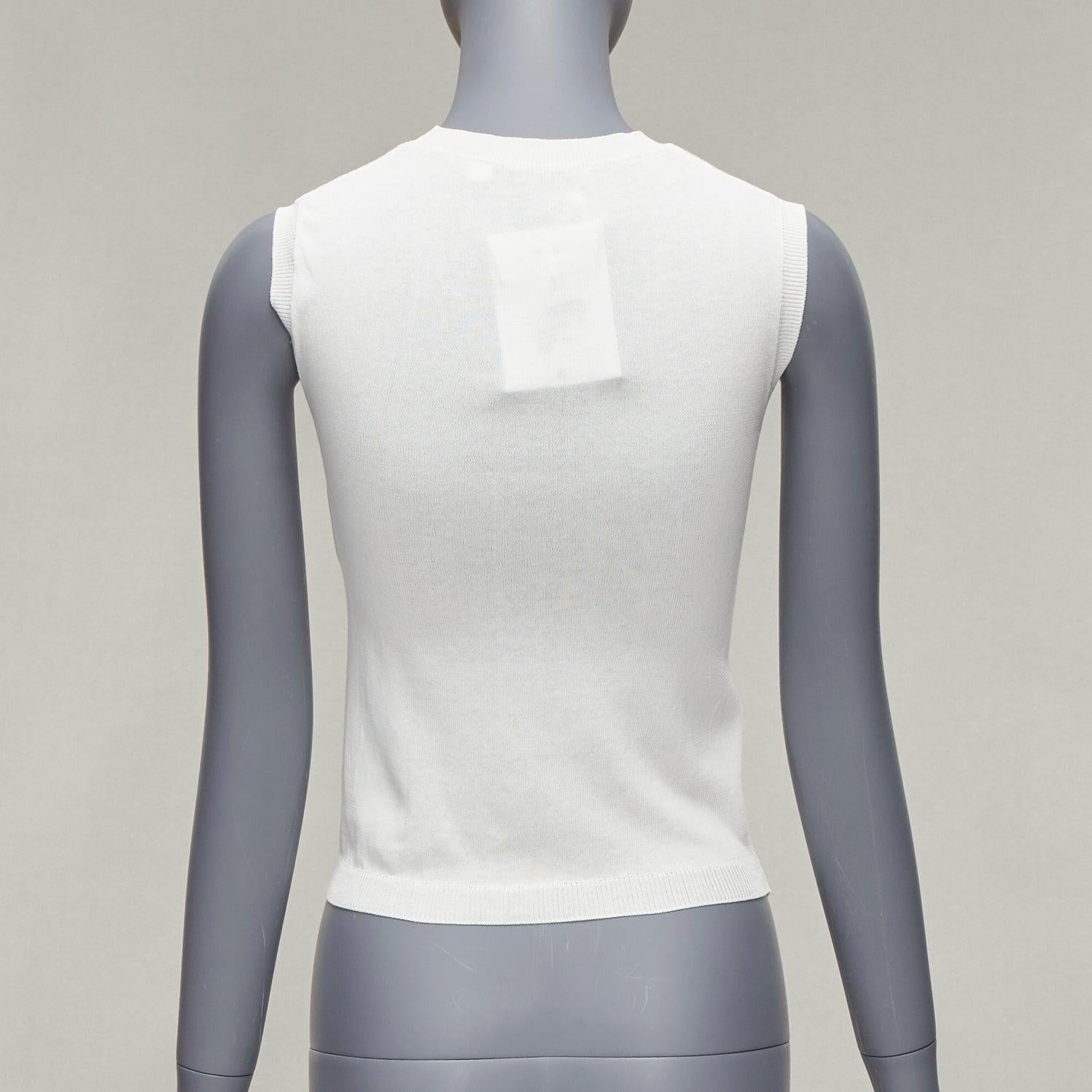 DIOR white cotton blend CD bee logo argyle chest plate fencing vest top FR34 XS For Sale 1