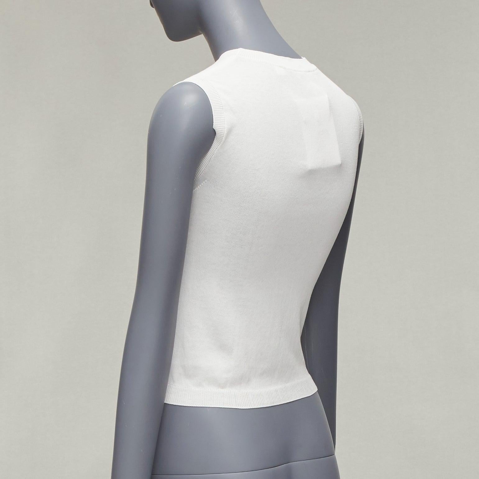 DIOR white cotton blend CD bee logo argyle chest plate fencing vest top FR34 XS For Sale 2