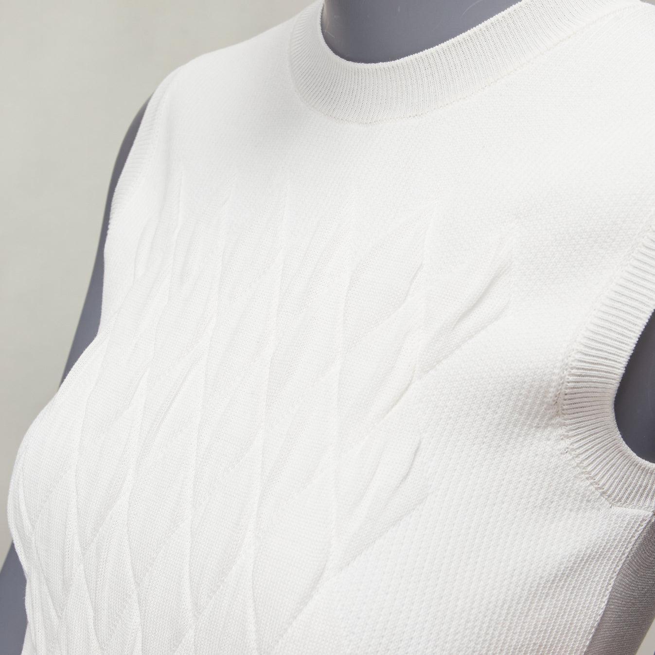 DIOR white cotton blend CD bee logo argyle chest plate fencing vest top FR34 XS For Sale 3