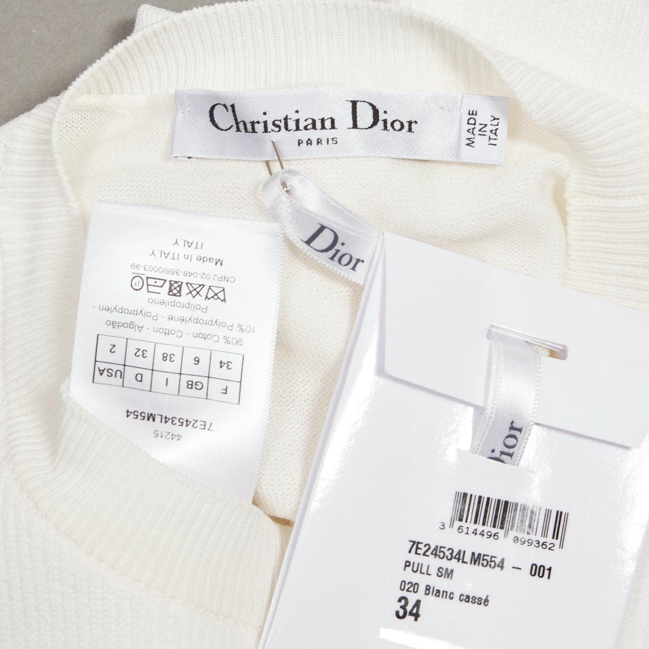 DIOR white cotton blend CD bee logo argyle chest plate fencing vest top FR34 XS For Sale 4