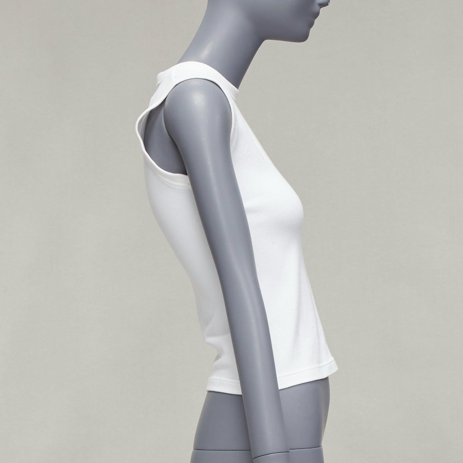 DIOR white cotton blend CD silver charm high strap tank top FR36 XS In Good Condition In Hong Kong, NT