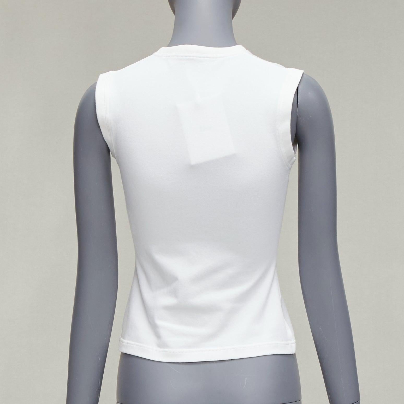 Women's DIOR white cotton blend CD silver charm high strap tank top FR36 XS