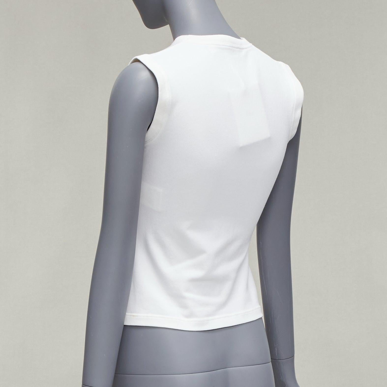 DIOR white cotton blend CD silver charm high strap tank top FR36 XS 1