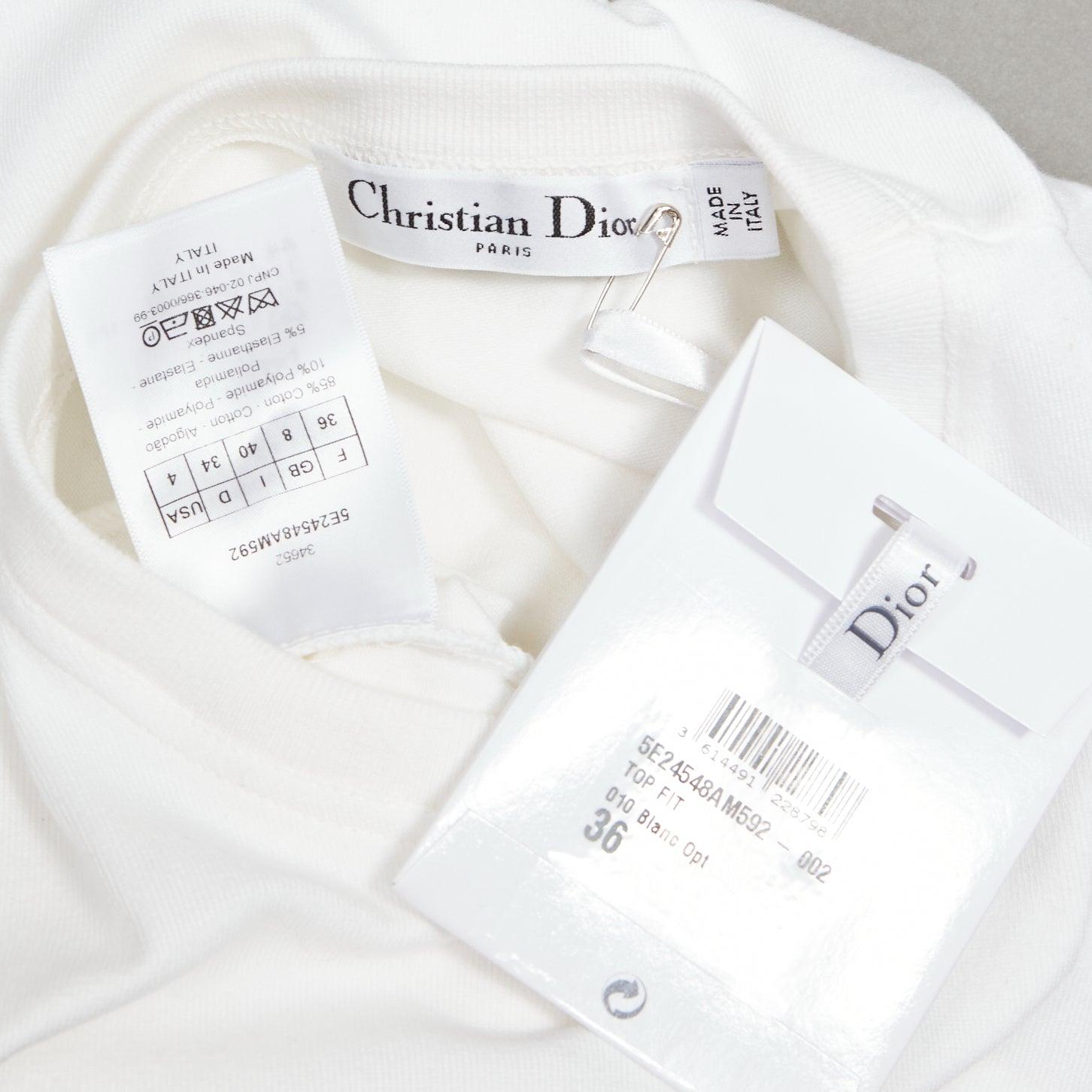 DIOR white cotton blend CD silver charm high strap tank top FR36 XS 4