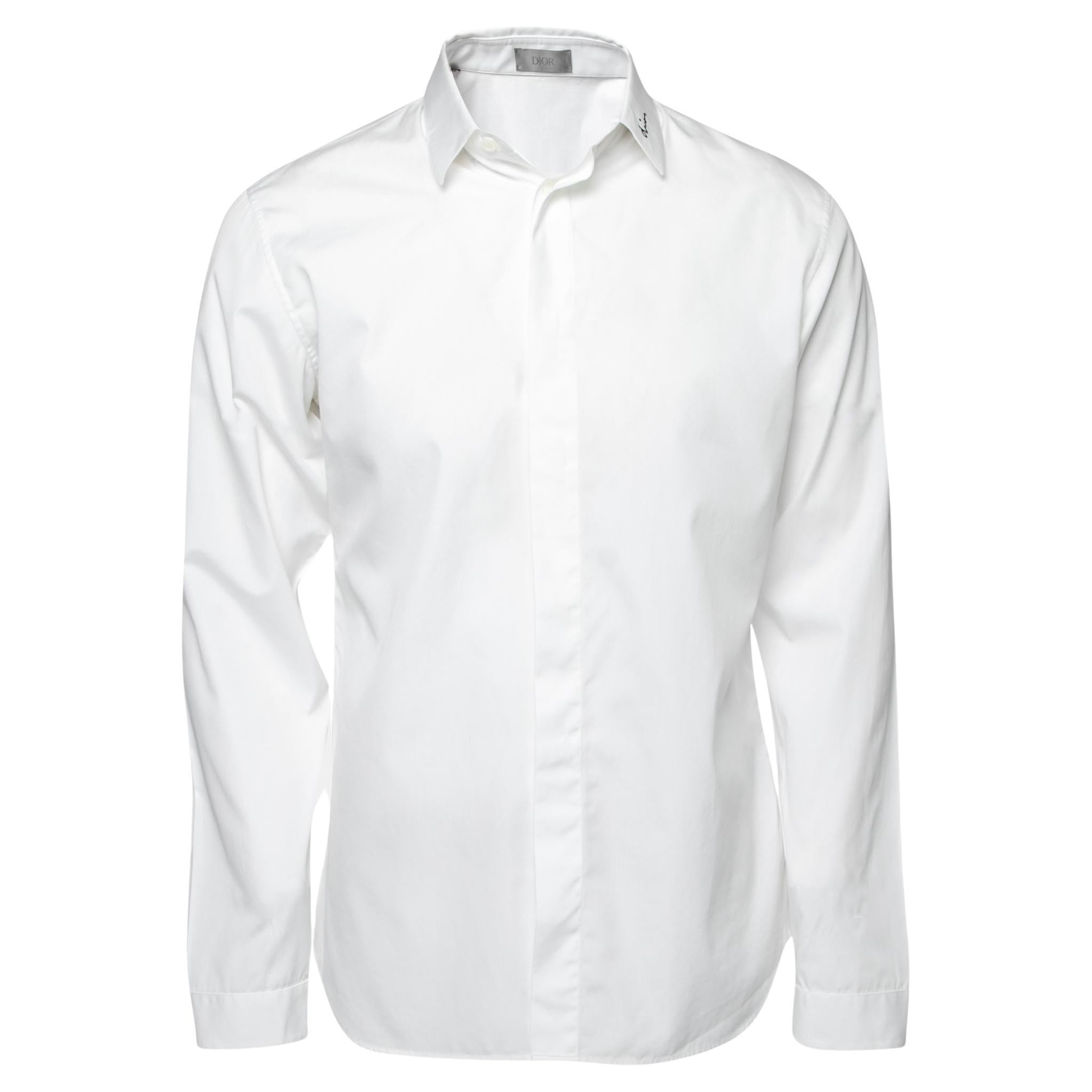 Dior White Cotton Button Front Shirt M at 1stDibs