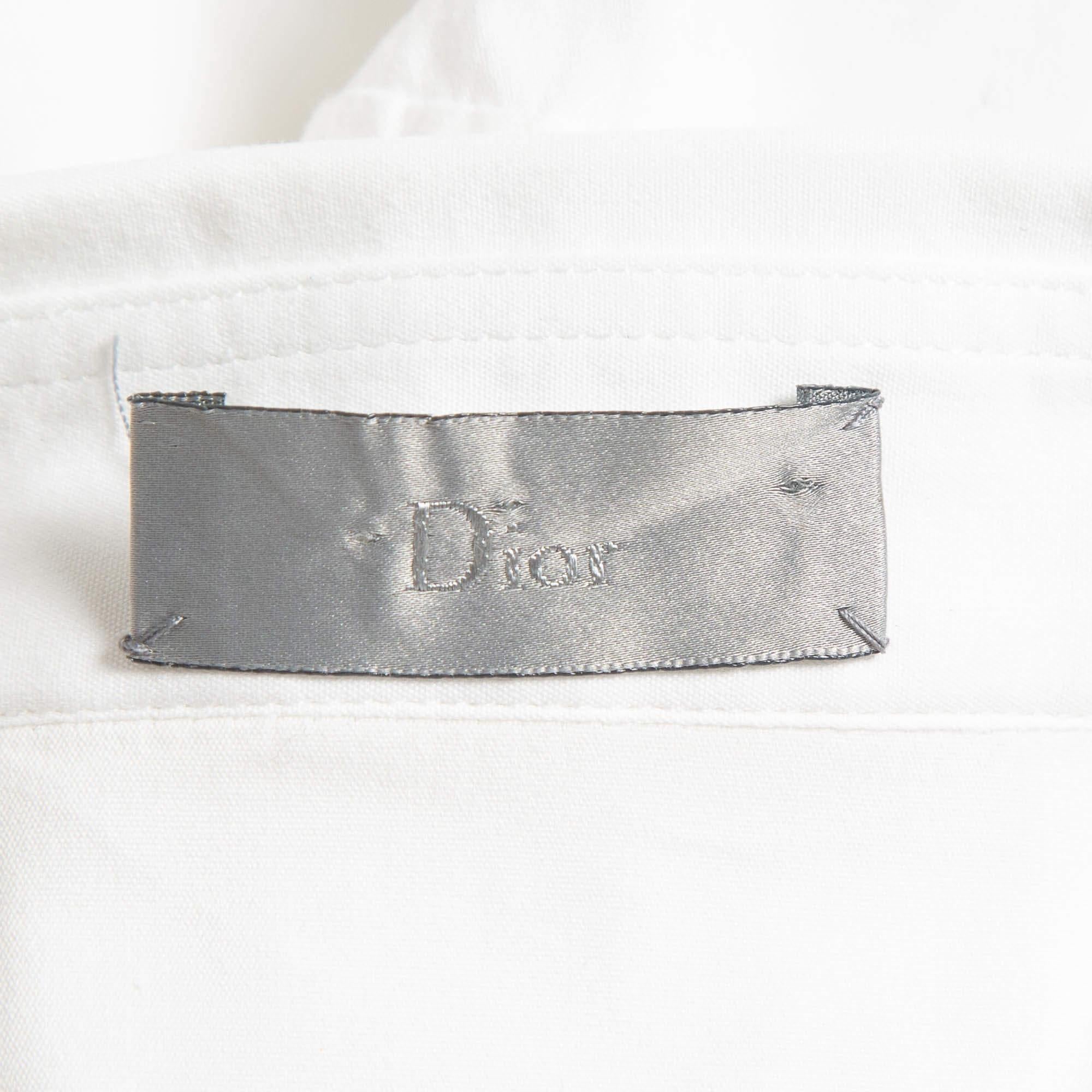Dior White Cotton Logo Embroidered Button-Up Shirt XL 1