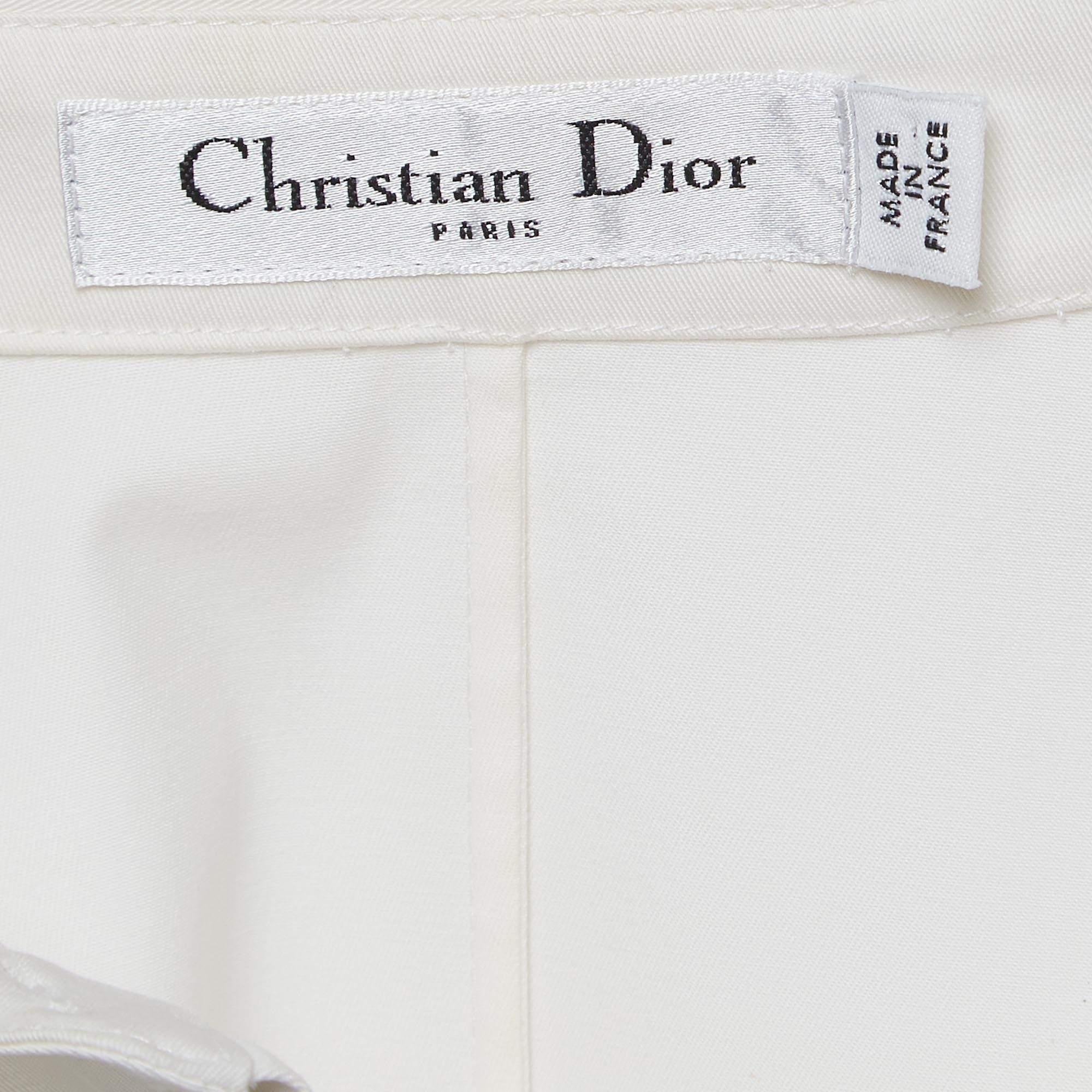 Dior White Cotton Sleeveless Drop Waist Shirt Dress M For Sale 6