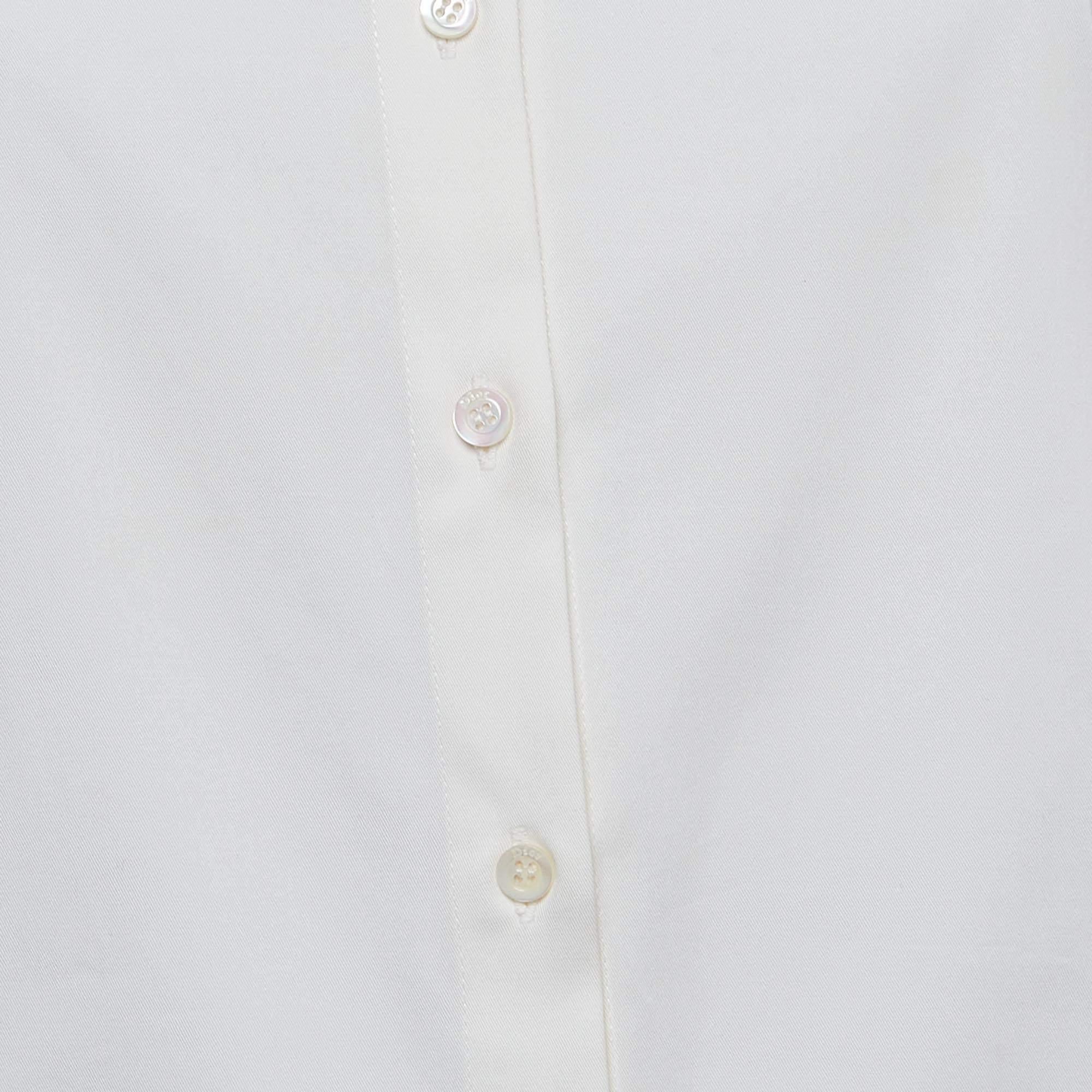 Dior White Cotton Sleeveless Drop Waist Shirt Dress M In Fair Condition For Sale In Dubai, Al Qouz 2