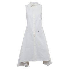 Dior White Cotton Sleeveless Drop Waist Shirt Dress M