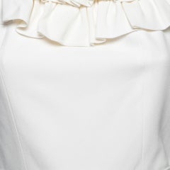 Dior White Crepe Ruffled Off Shoulder Midi Dress M