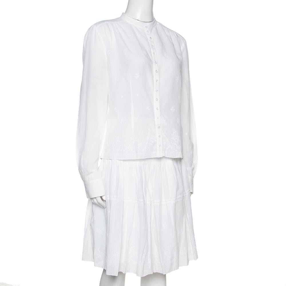 white embroidered skirt