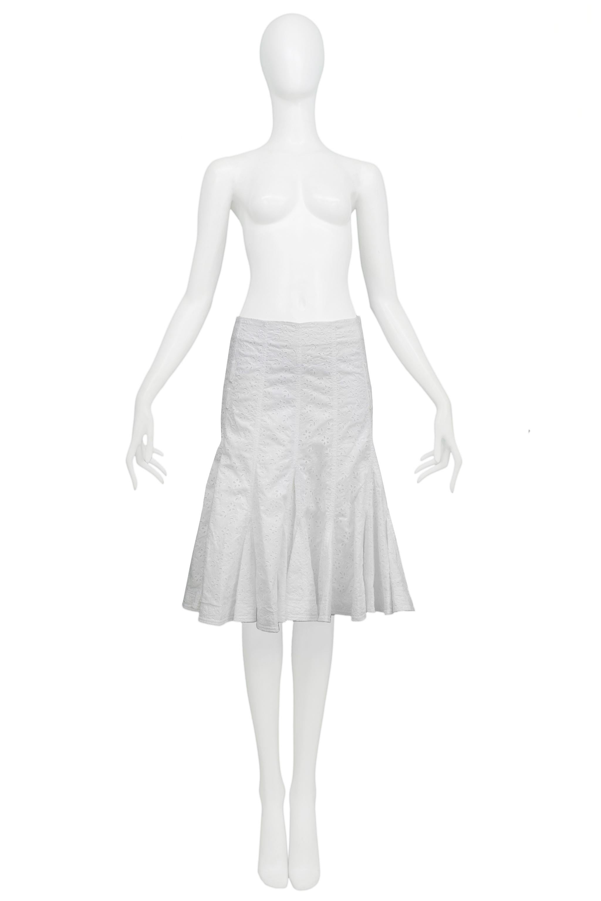 Resurrection Vintage is excited to offer a vintage Christian Dior by John Galliano white cotton eyelet lace skirt featuring a fitted drop waist, multiple vertical flared panels, attached belt loops, and a side zipper.

Christian Dior
Designed By