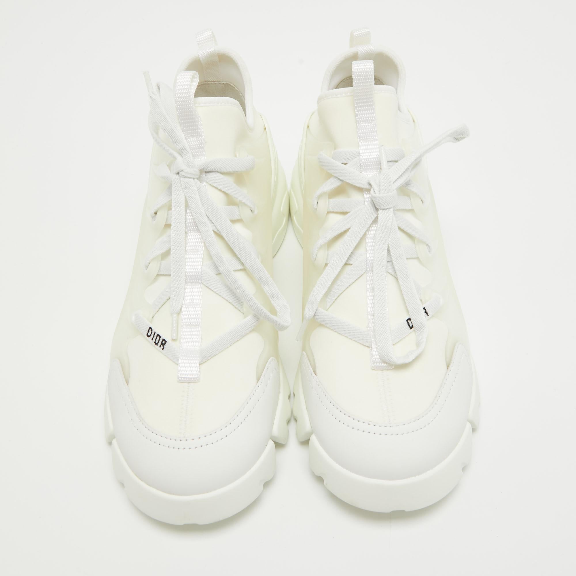 Step into fashion-forward luxury with these Dior white sneakers. These premium kicks offer a harmonious blend of style and comfort, perfect for those who demand sophistication in every step.

